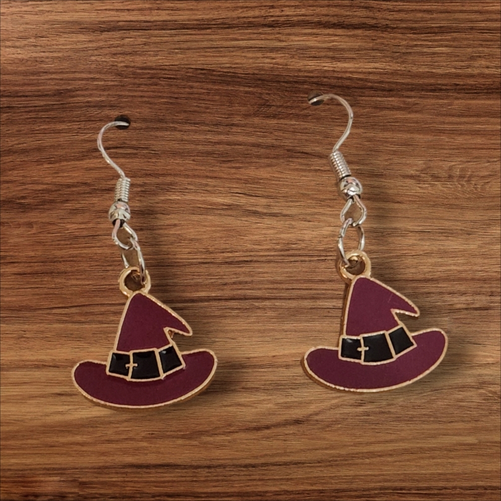 Purple Witch Hat Earrings